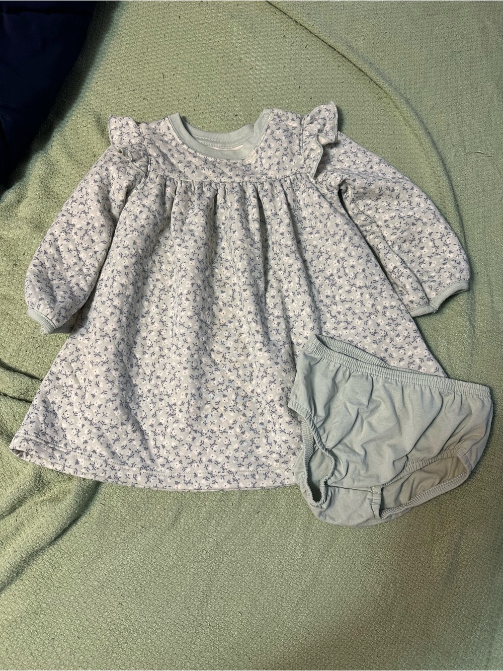 Light Blue Floral Baby Dress with Bloomers